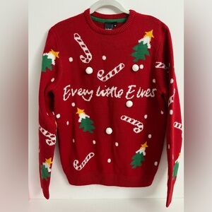 Jake Austin Red “Every Little Elves” Christmas Ugly Sweater – Size M